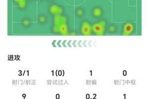 卡拉菲奥里数据：1次错失进球，解围、拦截等均挂蛋，获评6.4分
